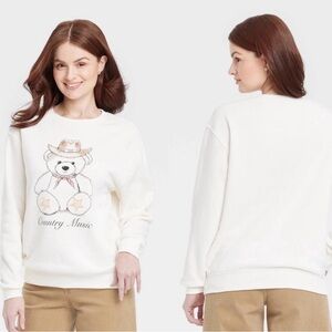 Zoe + Liv White Country Music Bear Sweatshirt